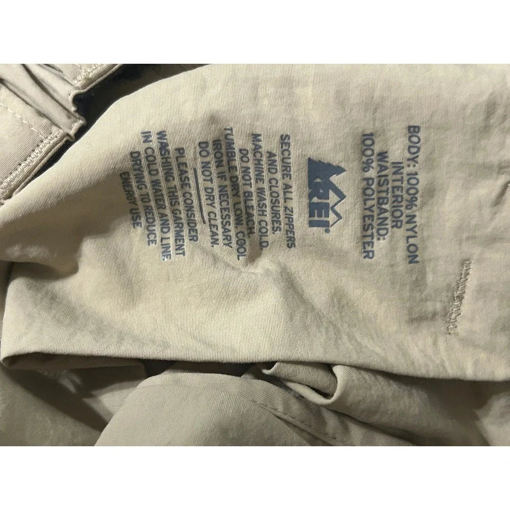 REI Convertible Cargo Hiking Zip Cuff Stretch Waist Khaki Nylon Men Small 30L